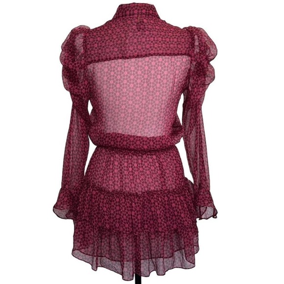 MISA Los Angeles Collared Dress Sheer Ruffled Long Sleeve ‎ Size XS - Picture 2 of 16